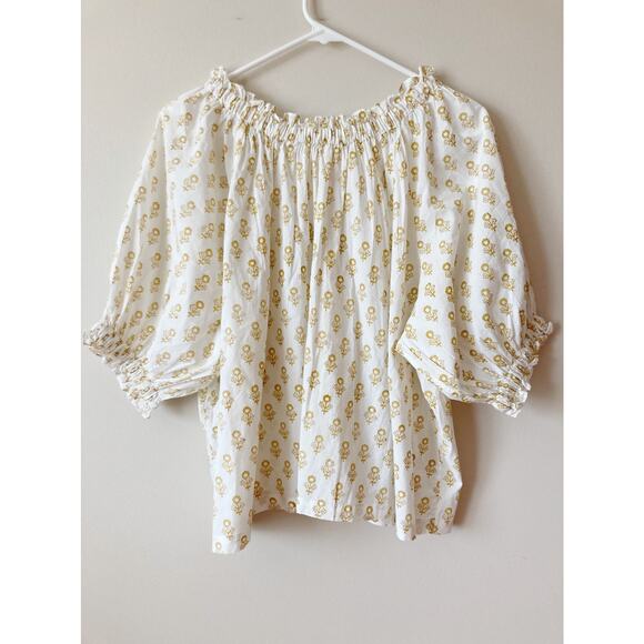 DOEN Shore Top Cream Sunflower Block Print L - Picture 7 of 9
